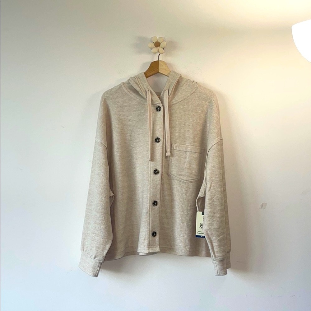 Terra & Sky Cream Utility Jacket with Textured Detailing